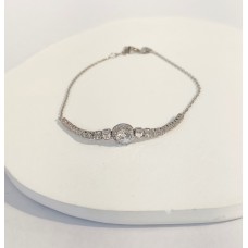 Βραχιόλι Σε Λευκόχρυσο 14Κ - Στρογγυλή βάση με ζιργκόν (μέρος σετ) (BR126)